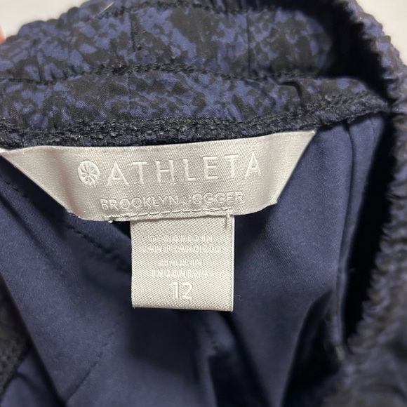 Athleta Brooklyn Jogger Drawstring Blue/Black Python Snakeskin Pant Size 12 - Picture 4 of 4
